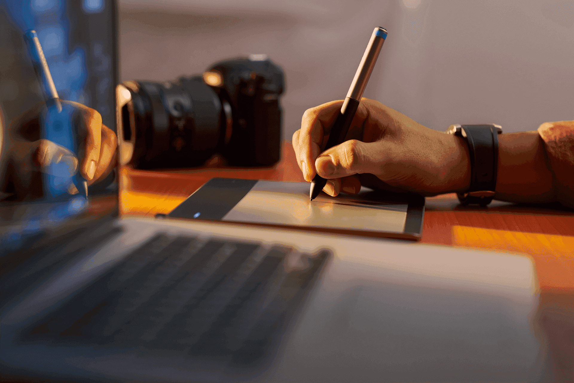 Designer en train de travailler sur un ordinateur portable lors de la phase de conception d'un projet graphique