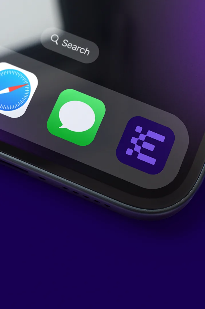Symbole du logo Elips décliné en icône d'application sur un smartphone