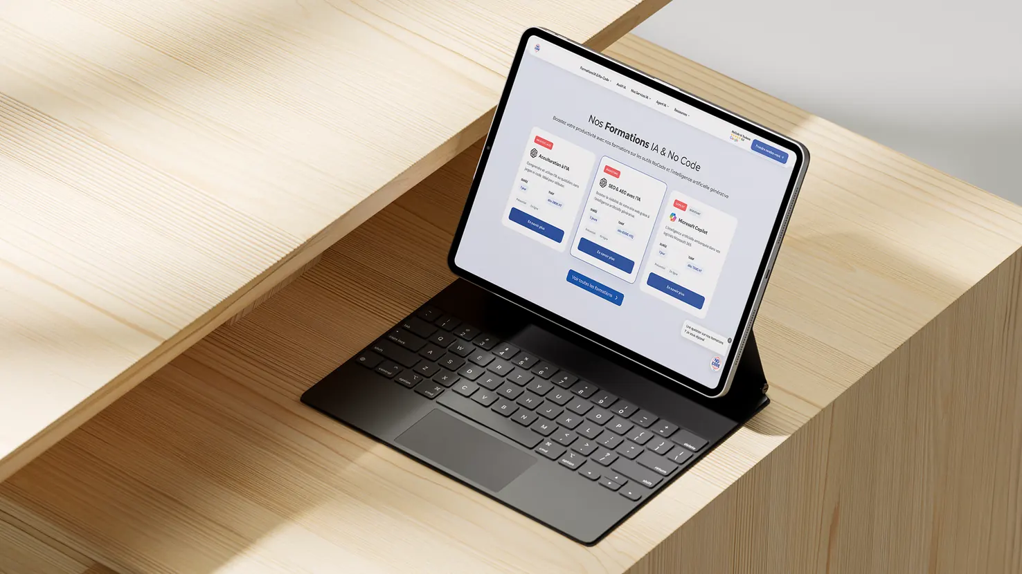 Site internet responsive affiché sur une tablette